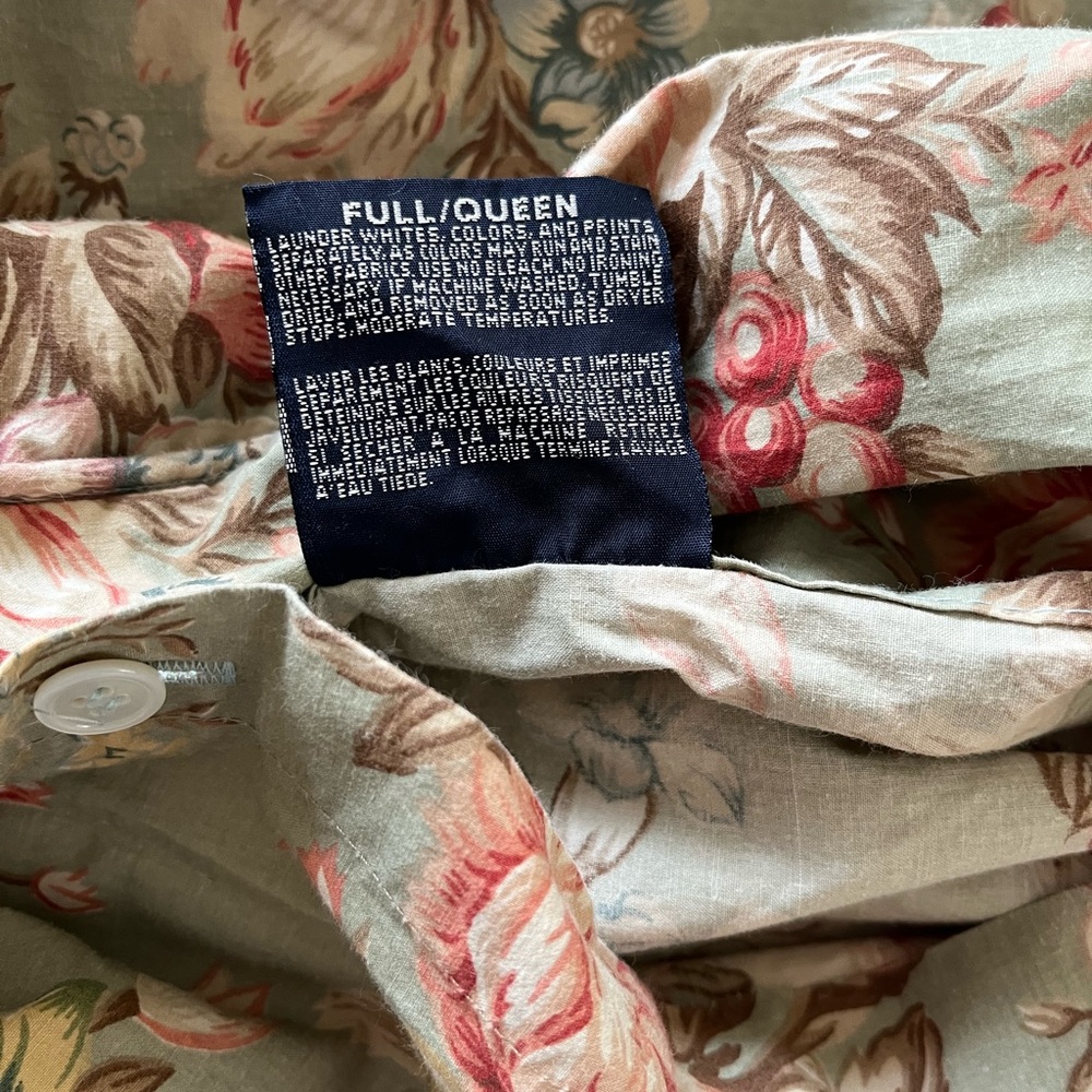 Vintage Ralph Lauren CHARLOTTE Sage Sateen Full/Queen Duvet Cover RARE - Picture 4 of 4